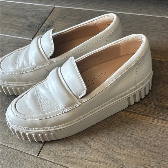 Clarks Cream Flats with Rugged Sole - Picture 6 of 12